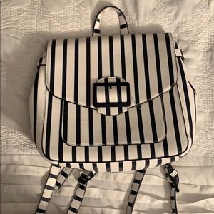 Navy and White striped backpack
